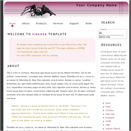 Pink Web Template