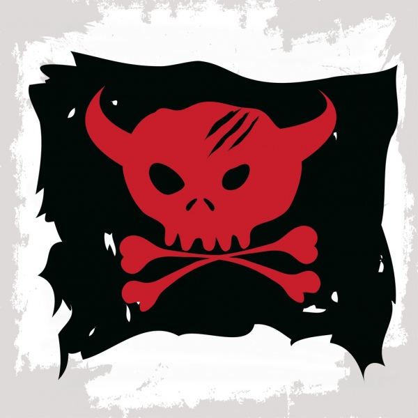 pirate flag template bull skull bone icon decor