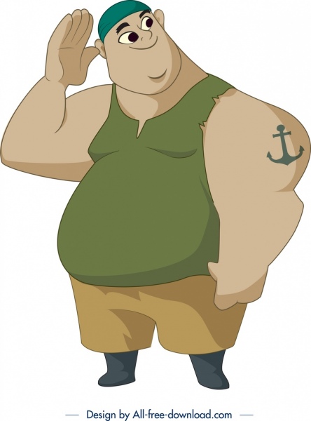 pirate man icon cartoon character sketch