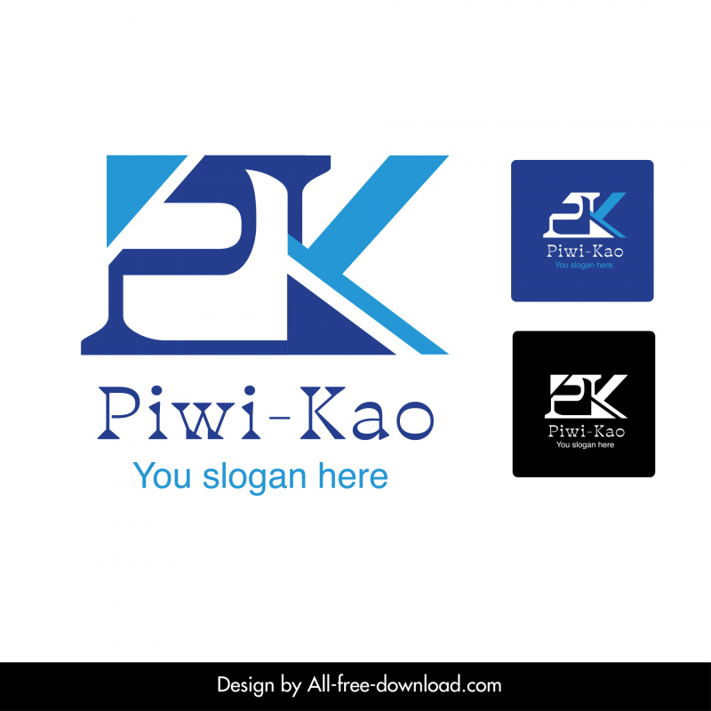 piwi kao pk letter logo templates modern flat geometric stylized texts sketch