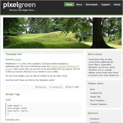 Pixel Green 1.1 Template