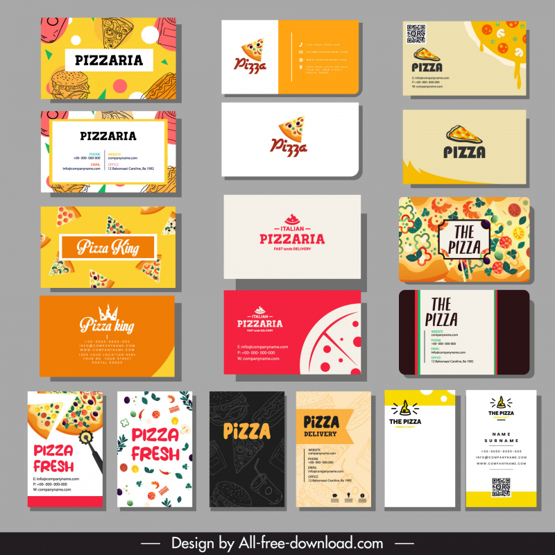 pizza business card templates collection flat classic 
