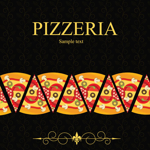 pizza menu elements vector
