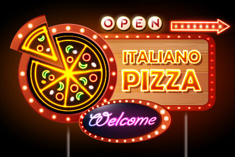 pizza restaurants neon sign vector