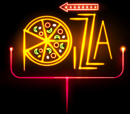 pizza restaurants neon sign vector