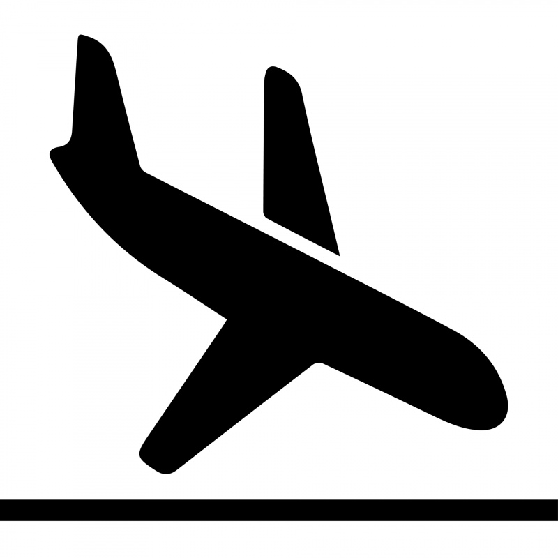 plane arrival sign icon flat silhouette sketch