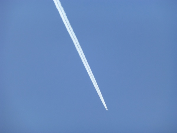 plane trail blue