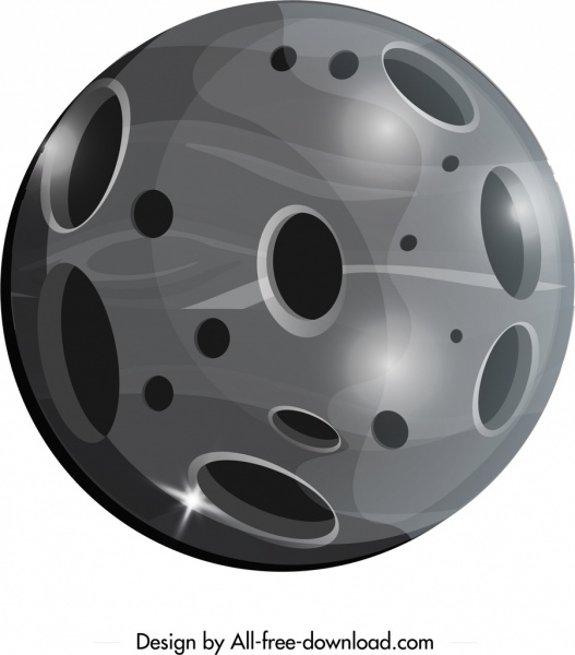 planet icon shiny grey round design
