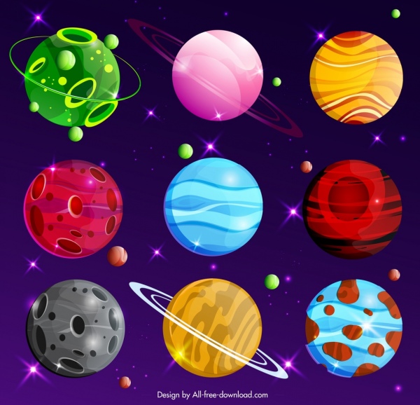 planets universe background colorful modern design