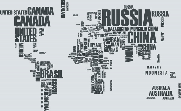 global map background countries name texts layout
