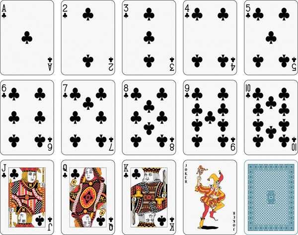 gambling card elements black clubs shapes sketch