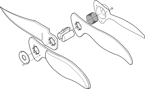 Pocket Knife Exploded View clip art