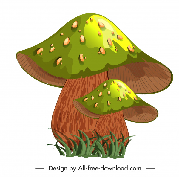 poisonous mushroom icon shiny green 3d sketch