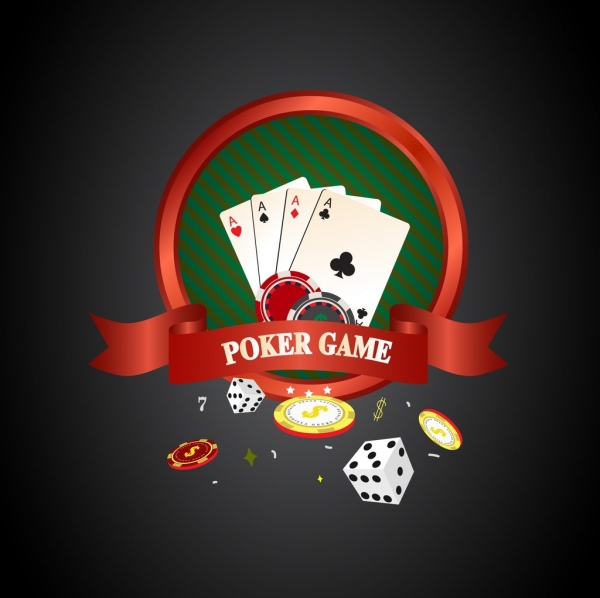 poker background 3d design red ribbon cards decoration 