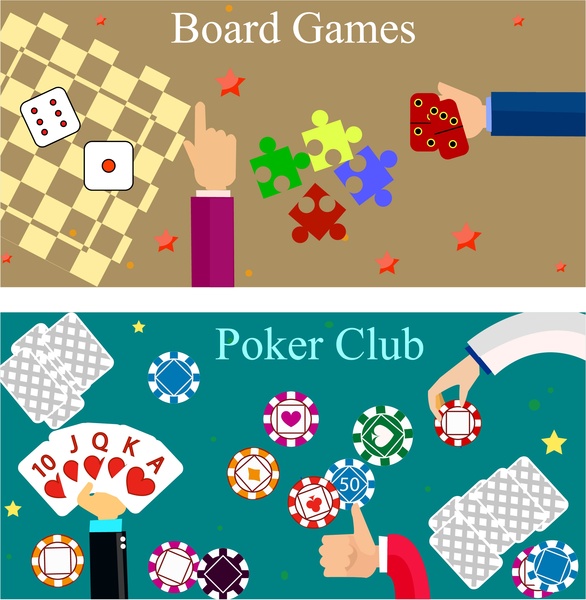 poker board gambling games banner with colorful design
