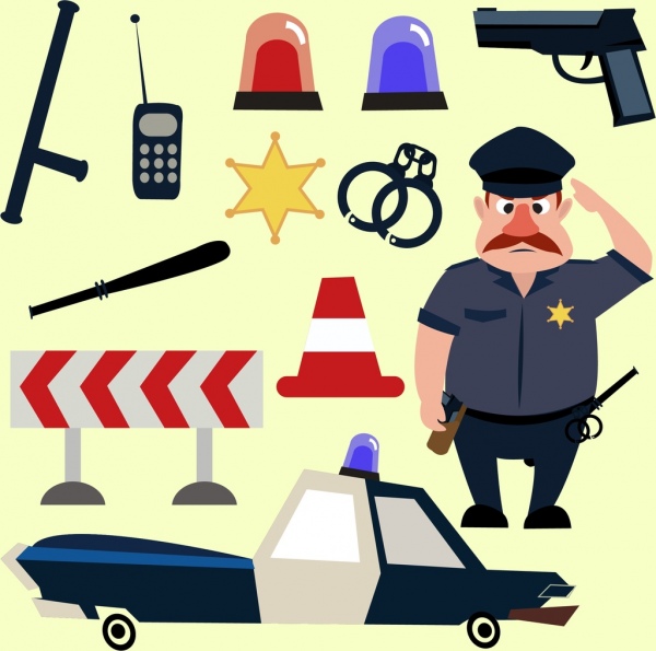 police design elements various colored icons