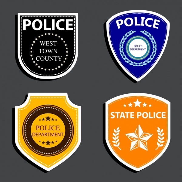 police logotypes various flat rounded design