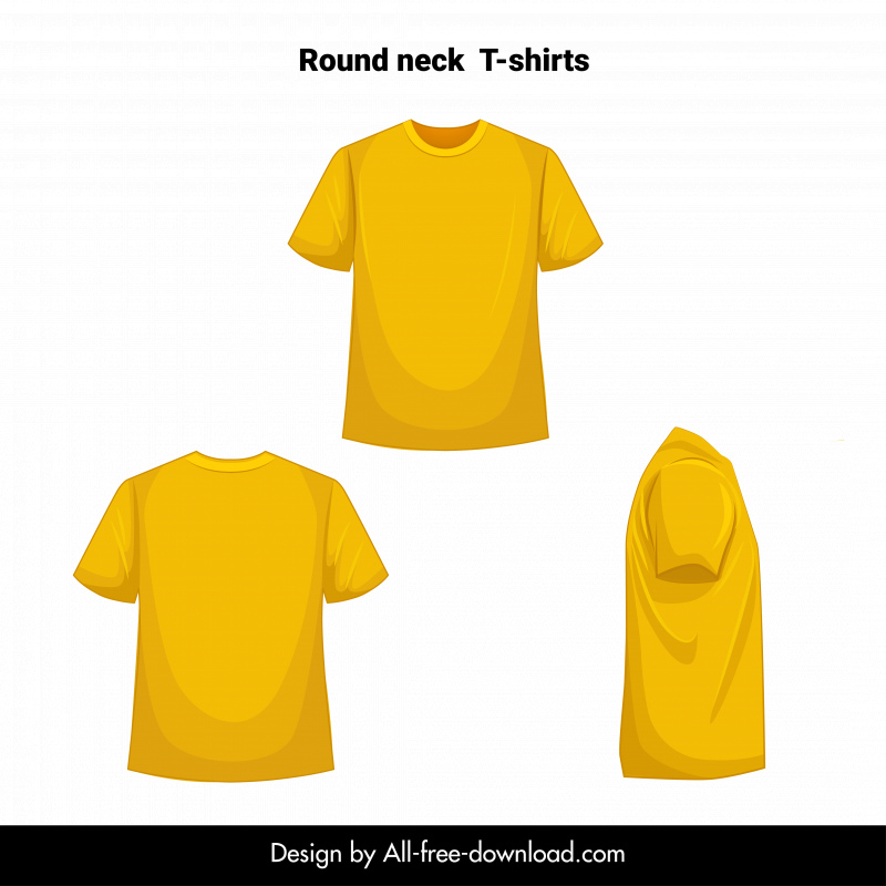 polo t shirts yellow template various views sketch
