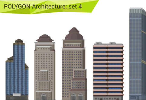 polygonal architecture design vector set 