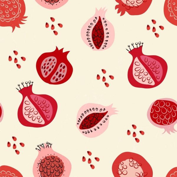 pomegranate background red repeating handdrawn decoration