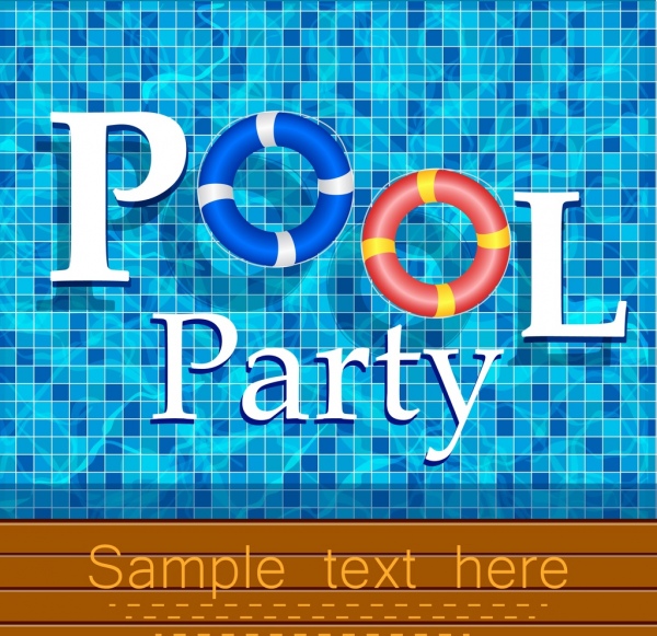 pool party banner water text buoy icons decor