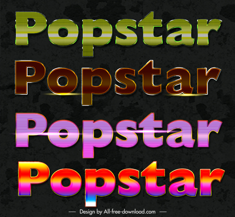 popstar styles sign design elements modern colored texts sketch