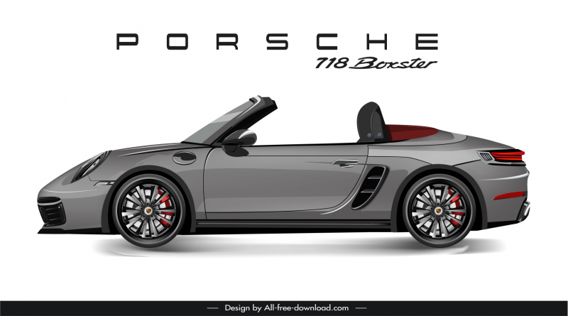 porsche 718 boxster car model icon luxury side view sketch