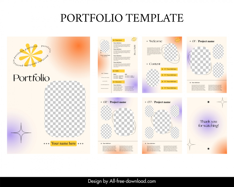 portfolio layout template flat elegant checkered 