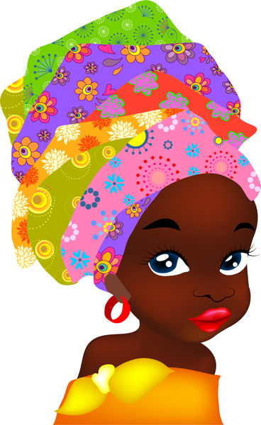 portrait illustration of african woman with traditional hat