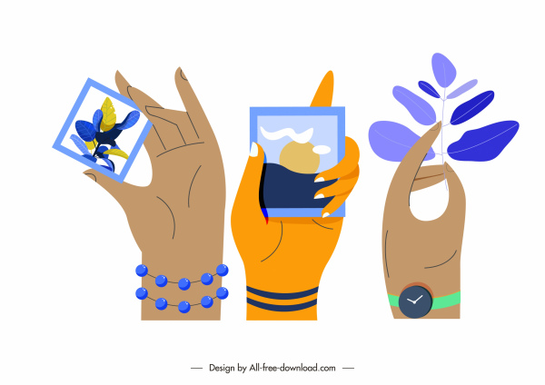 posing hands icons pictures leaf sketch