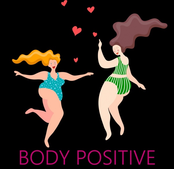 positive lifestyle banner happy fat body women icon