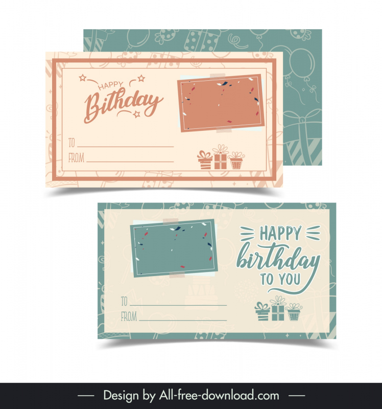 postcard birthday template flat classical design 