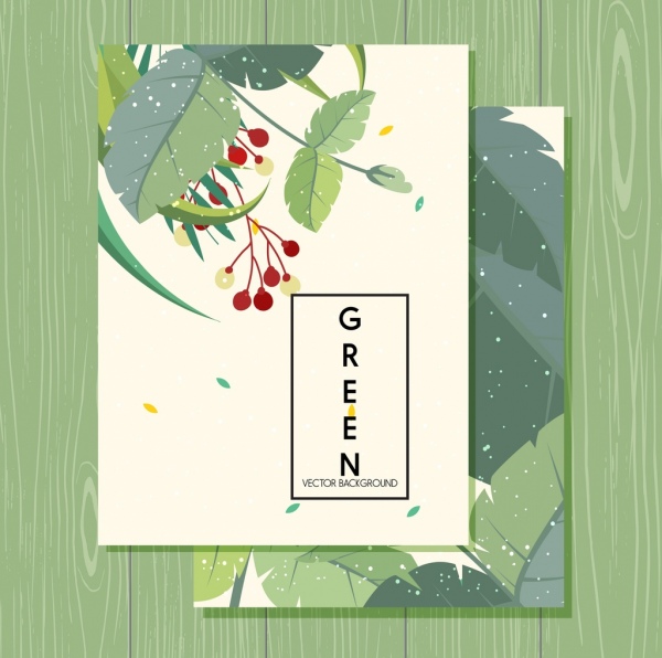 postcard cover template natural green leaves decoration