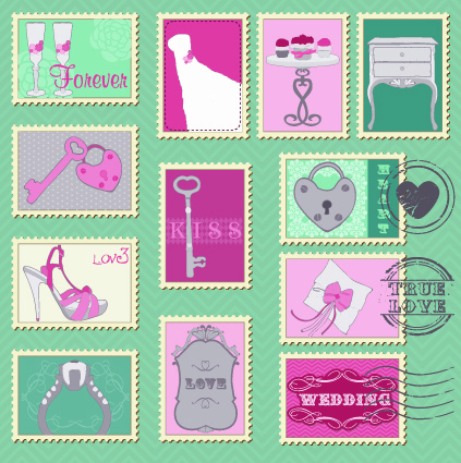 postcard love with stamp vector