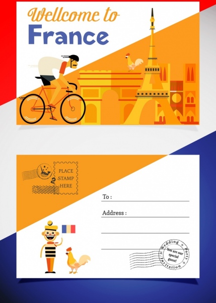 postcard template france design elements decor