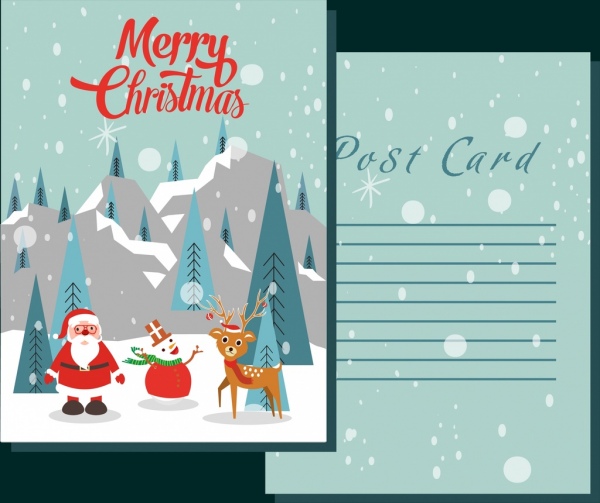 postcard template snowy christmas decoration