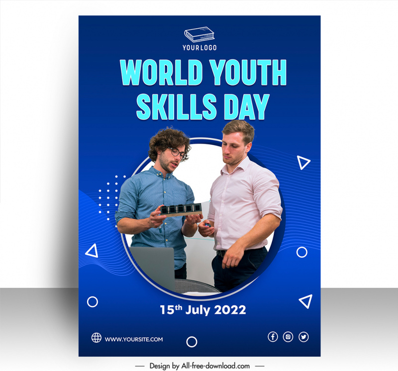 poster international world youth skills day template modern realistic discussing colleagues sketch