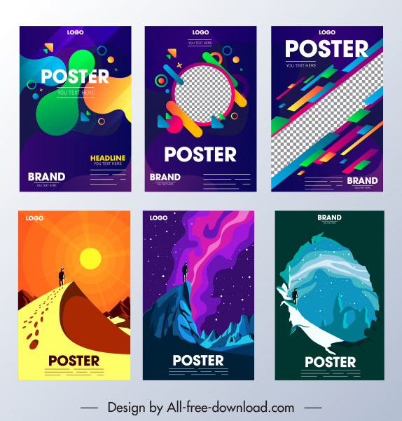 poster templates colorful abstract adventure themes 