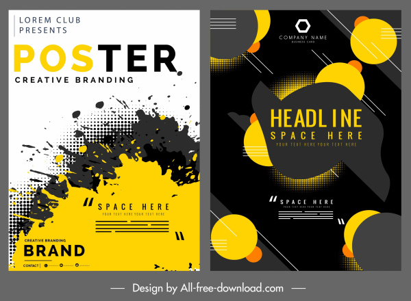 Poster templates modern abstract grunge design Vectors graphic art