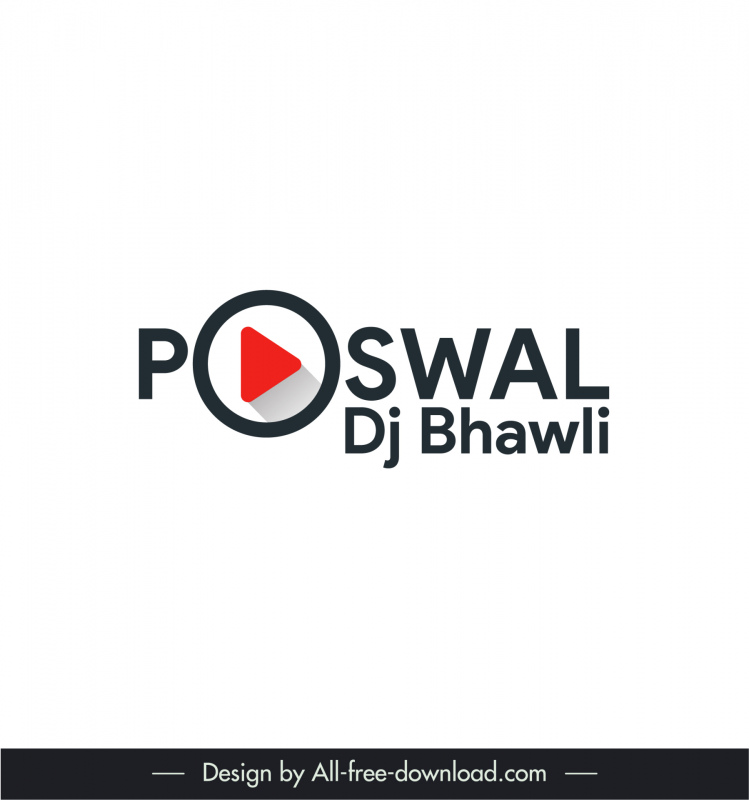 poswal dj bhawli youtube channel logotype elegant stylized texts shadow geometry