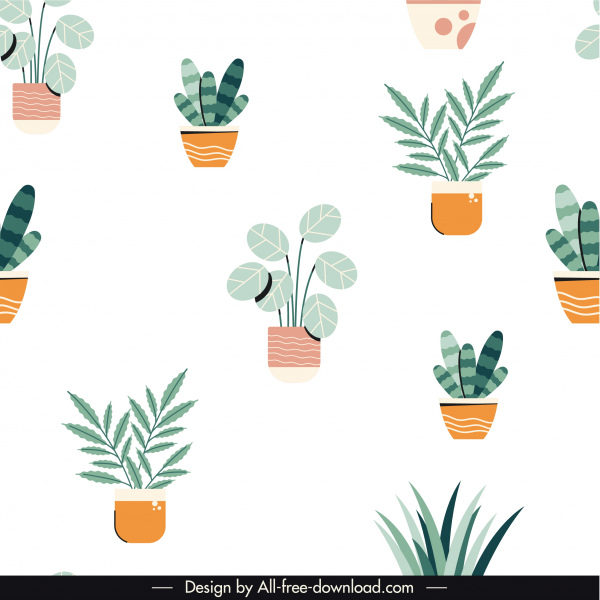 potted plant pattern template flat classical design