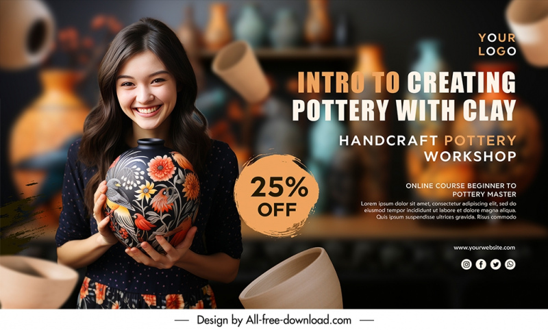 pottery banner discount template contrast elegance