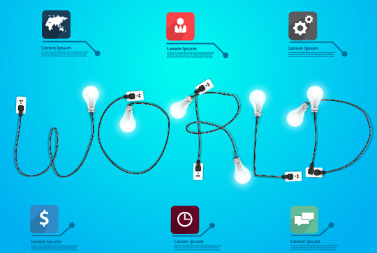 power supply with light bulb creative business template