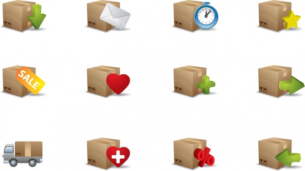 package box icons colored modern 3d design