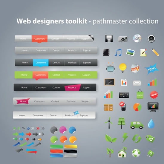 web design elements colorful modern shapes