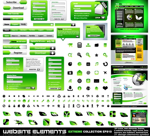 web design elements modern elegant green black decor