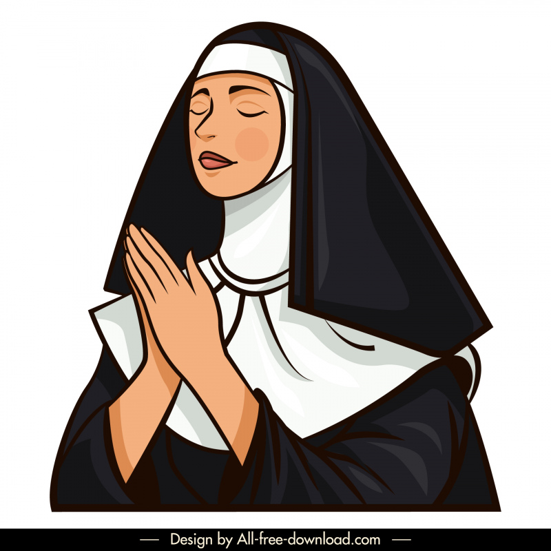 praying sister icon cartoon design