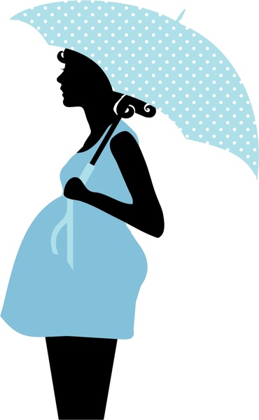 pregnant woman realistic illustration in silhouette style 