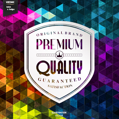 premium quality labels with grunge background vector