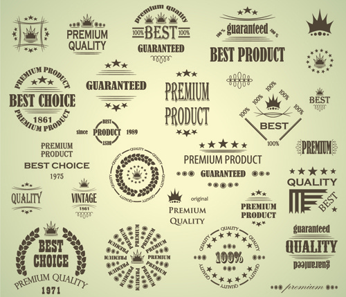 premium quality labels with logos vintage vector